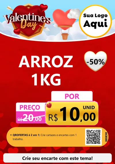 Modelo de Cartaz para Cartaz A4 Vertical com o tema Valentine's Day para Supermercado