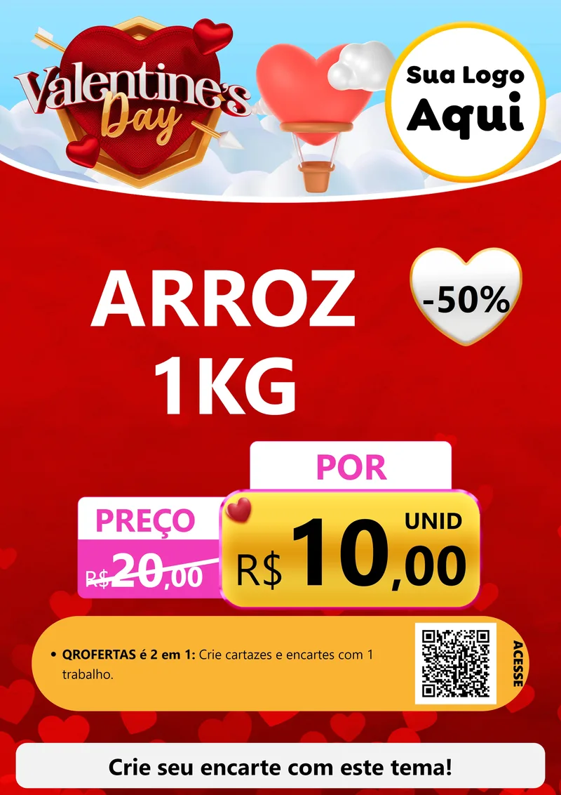 Modelo de Cartaz para Cartaz A4 Vertical com o tema Valentine's Day para Supermercado