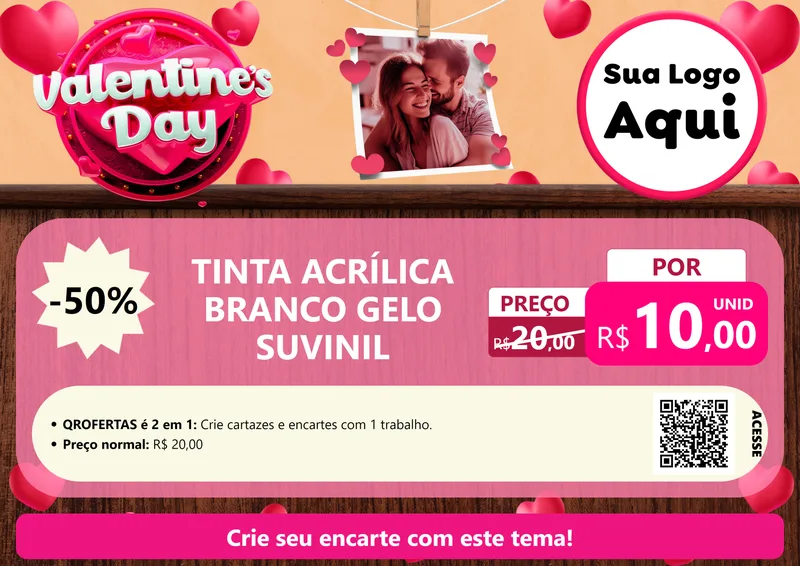 Modelo de Cartaz para Cartaz A4 Horizontal com o tema Valentine's Day para Tintas e Ferramentas