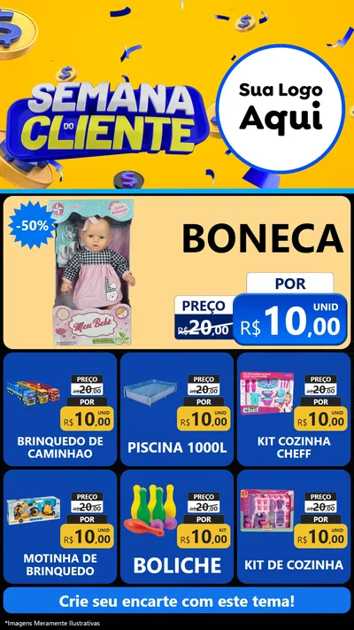 Modelo de Rede Social para Stories com o tema Semana do Cliente para Brinquedos