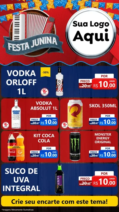 Modelo de TV para TV Vertical com o tema Festa Junina para Distribuidora de bebidas