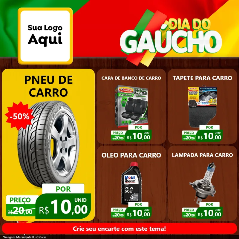 Modelo de Rede Social para Feed Facebook com o tema Dia do Gaúcho para Auto peças