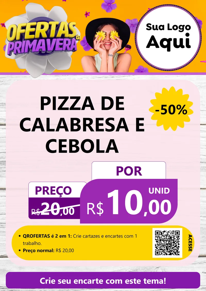Modelo de Cartaz para Cartaz A4 Vertical com o tema Ofertas Da Primavera para Pizzaria