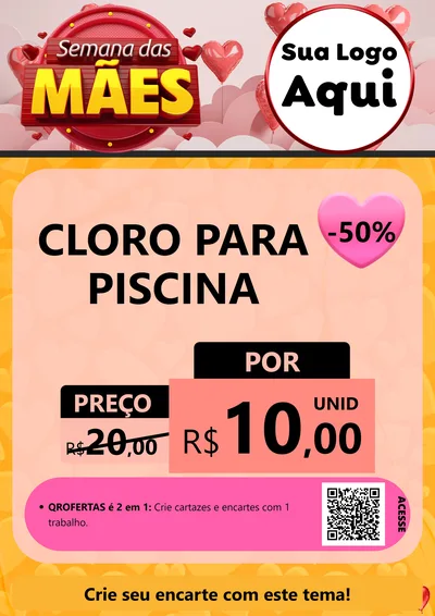 Modelo de Cartaz para Cartaz A4 Vertical com o tema Semana das Mães para Produtos para Piscina