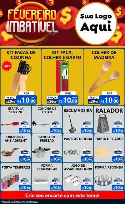 Modelo de Encarte para Encarte Grande com o tema Fevereiro Imbatível para Utilidades Domésticas