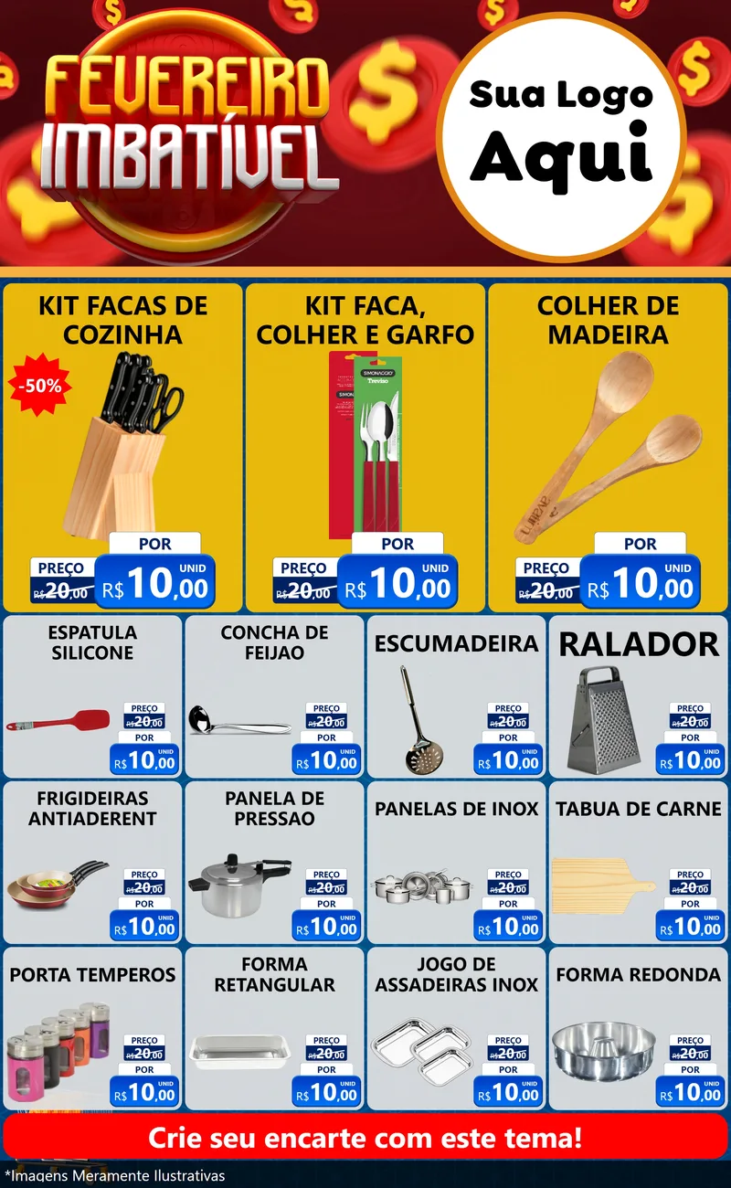Modelo de Encarte para Encarte Grande com o tema Fevereiro Imbatível para Utilidades Domésticas