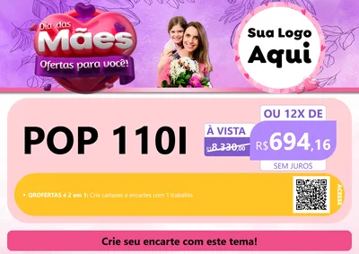 Modelo de Cartaz para Cartaz A4 Horizontal com o tema Dia das Mães Ofertas para Você! para Concessionaria de Motos