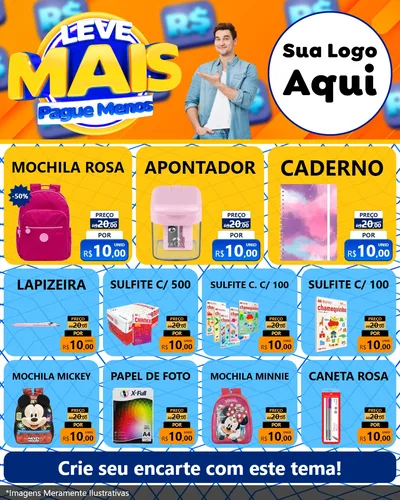 Modelo de Rede Social para Feed Instagram com o tema Leve Mais, Pague Menos para Papelaria