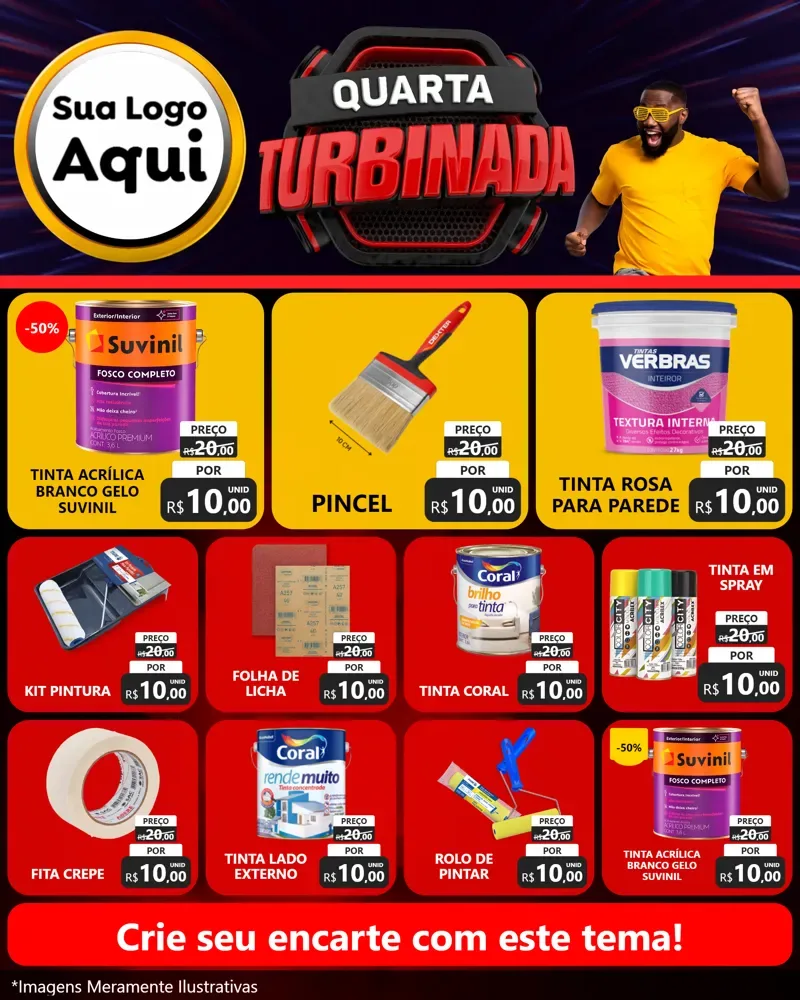 Modelo de Rede Social para Feed Instagram com o tema Quarta Turbinada para Tintas e Ferramentas