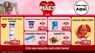 Modelo de TV para TV Horizontal com o tema Feliz Dia Das Mães para Frios e Laticínios