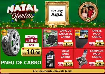 Modelo de Encarte para Encarte A4 Horizontal com o tema Natal de Ofertas para Auto peças