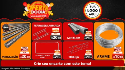 Modelo de TV para TV Horizontal com o tema Oferta do Dia - Só hoje, Aproveite! para Ferragens