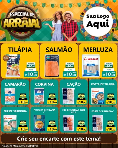 Modelo de Rede Social para Feed Instagram com o tema Especial De Arraial para Peixaria