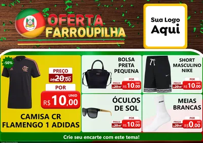 Modelo de Encarte para Encarte A4 Horizontal com o tema Oferta Farroupilha para Roupas e acessórios