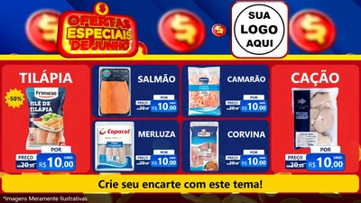 Modelo de TV para TV Horizontal com o tema Ofertas Especiais de Junho para Peixaria