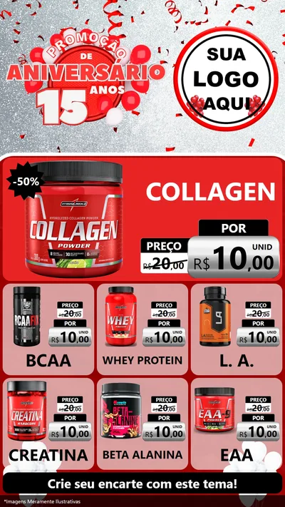 Modelo de Rede Social para Stories com o tema Promoção de Aniversário - 15 Anos para Suplementos alimentares
