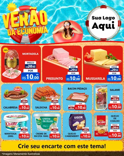 Modelo de Rede Social para Feed Instagram com o tema Verão da Economia para Frios e Laticínios