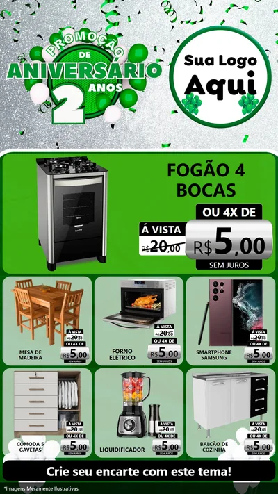 Modelo de Rede Social para Stories com o tema Promoção de Aniversário - 2 Anos para Móveis e Eletro