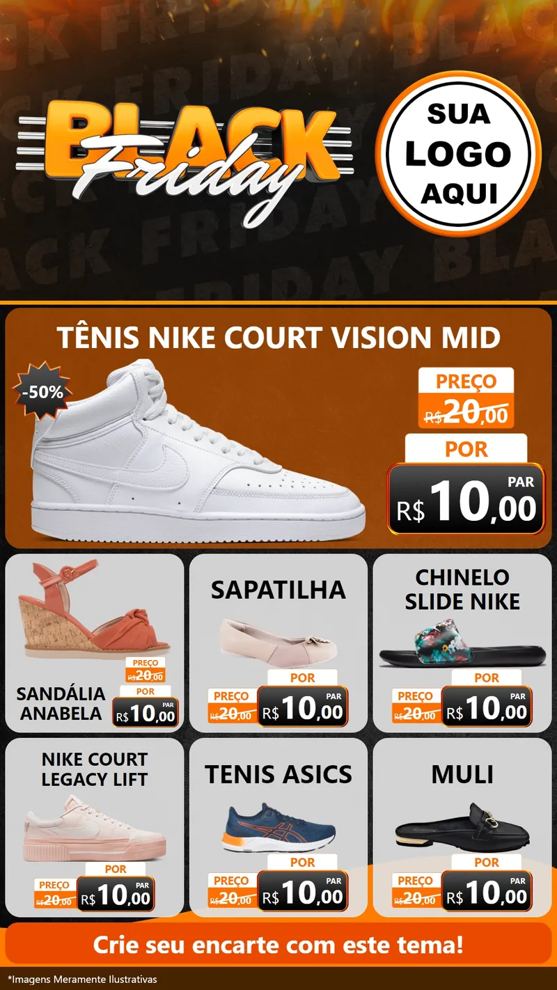 Modelo de Rede Social para Stories com o tema Black Friday para Calçados