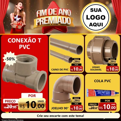 Modelo de Rede Social para Feed Facebook com o tema Fim de Ano Premiado para Tubos e conexões