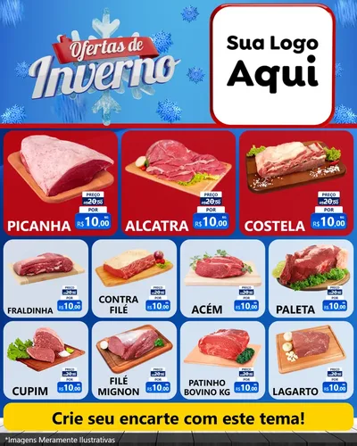 Modelo de Rede Social para Feed Instagram com o tema Ofertas de Inverno para Açougue