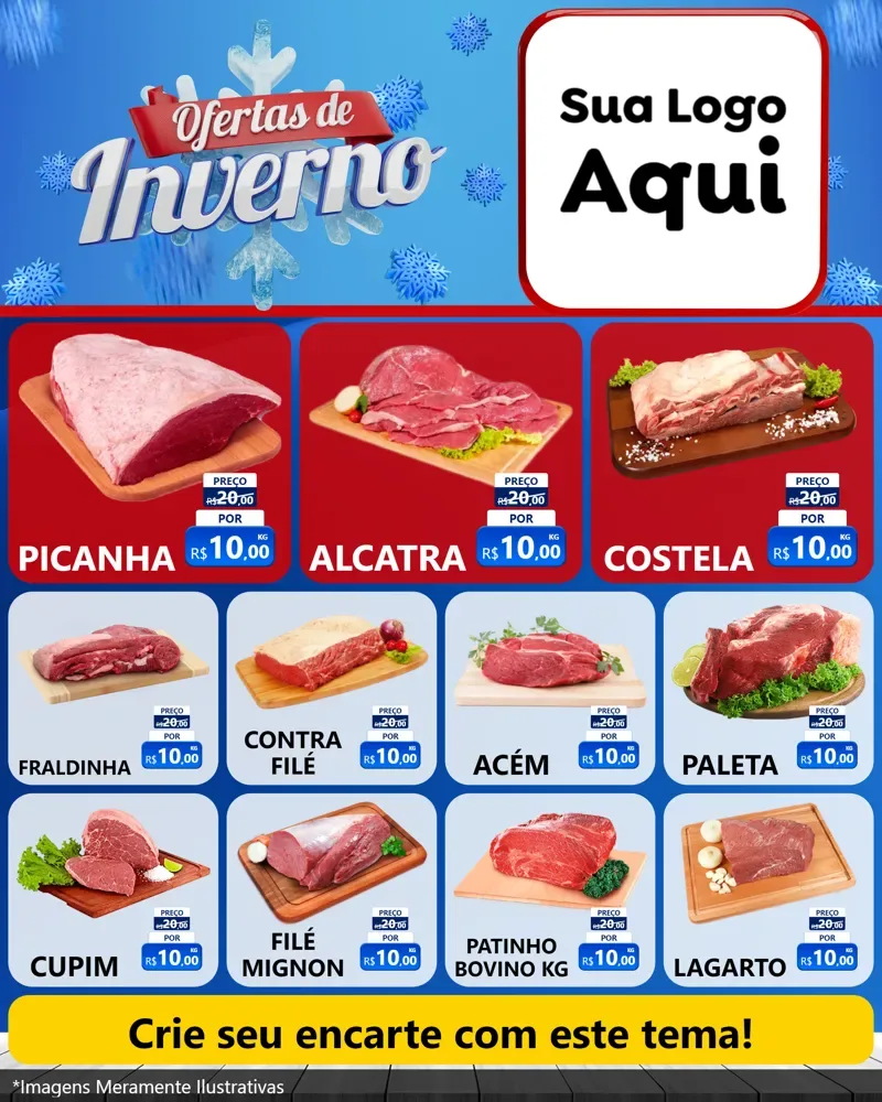Modelo de Rede Social para Feed Instagram com o tema Ofertas de Inverno para Açougue