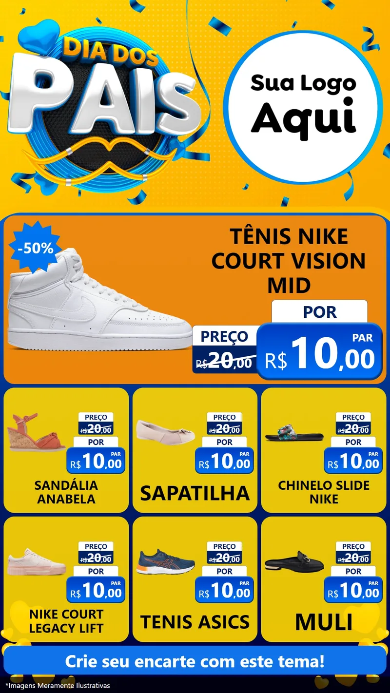 Modelo de Rede Social para Stories com o tema Dia dos Pais para Calçados
