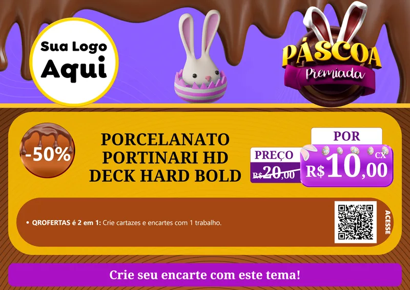 Modelo de Cartaz para Cartaz A4 Horizontal com o tema Páscoa Premiada para Pisos e revestimentos