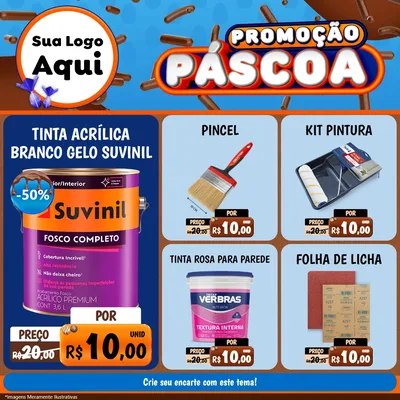 Modelo de Rede Social para Feed Facebook com o tema Promoção Páscoa para Tintas e Ferramentas
