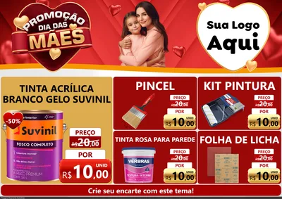 Modelo de Encarte para Encarte A4 Horizontal com o tema Promoção Dia das Mães para Tintas e Ferramentas