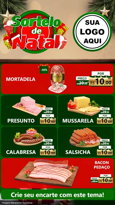 Modelo de TV para TV Vertical com o tema Sorteio de Natal para Frios e Laticínios