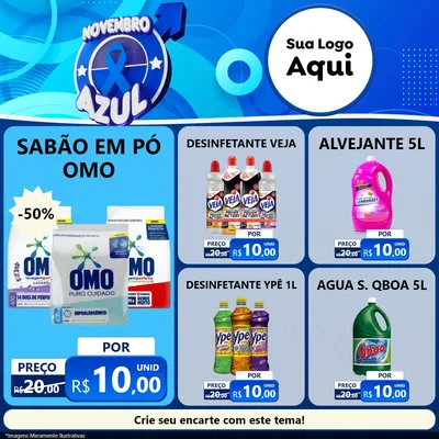 Modelo de Rede Social para Feed Facebook com o tema Novembro Azul para Produtos de Limpeza