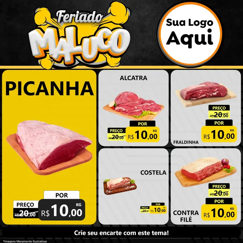 Modelo de Rede Social para Feed Facebook com o tema Feriado Maluco para Açougue