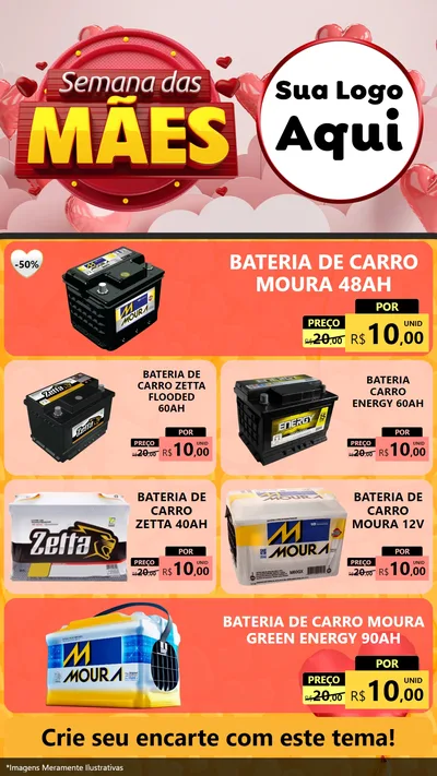 Modelo de TV para TV Vertical com o tema Semana das Mães para Baterias Elétricas