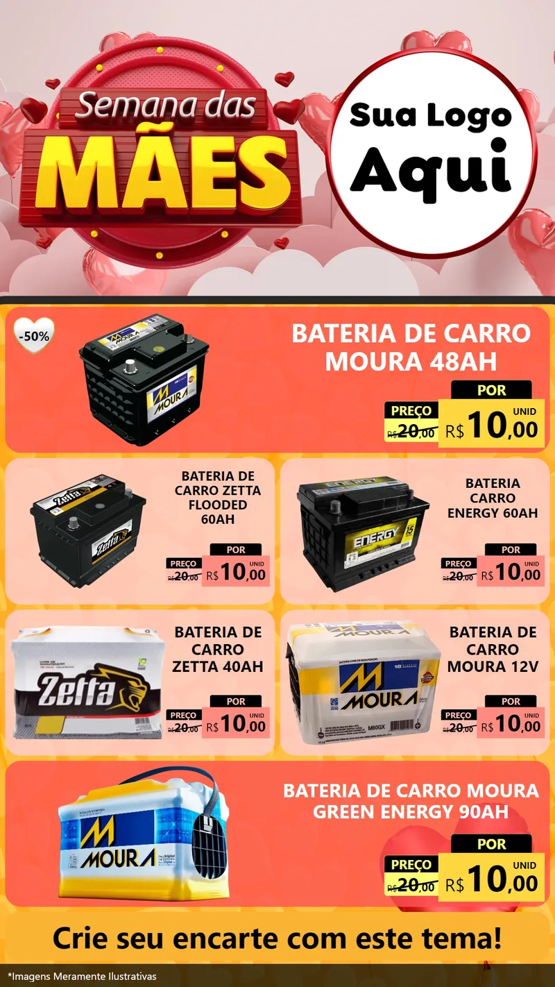 Modelo de TV para TV Vertical com o tema Semana das Mães para Baterias Elétricas