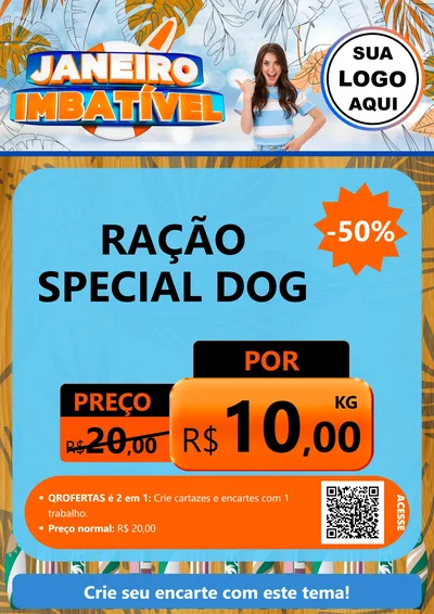 Modelo de Cartaz para Cartaz A4 Vertical com o tema Janeiro Imbatível para Pet Shop