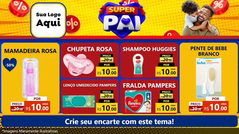 Modelo de TV para TV Horizontal com o tema Super Pai para Bebês