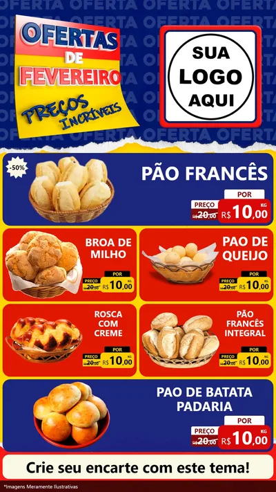 Modelo de TV para TV Vertical com o tema Ofertas de Fevereiro - Preços Incríveis para Padaria