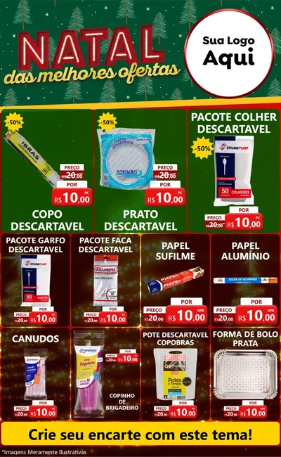 Modelo de Encarte para Encarte Grande com o tema Natal das Melhores Ofertas para Embalagens