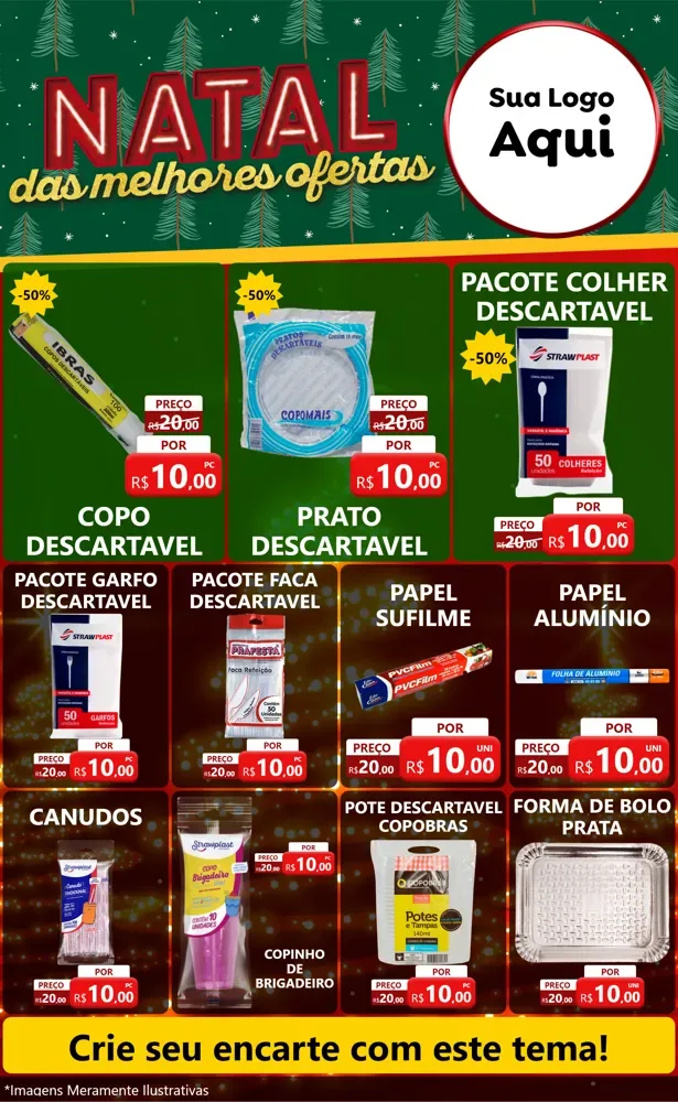 Modelo de Encarte para Encarte Grande com o tema Natal das Melhores Ofertas para Embalagens