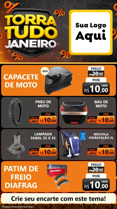 Modelo de TV para TV Vertical com o tema Torra Tudo Janeiro para Moto peças
