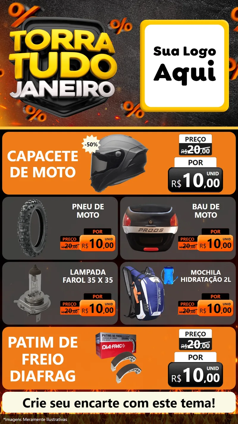 Modelo de TV para TV Vertical com o tema Torra Tudo Janeiro para Moto peças