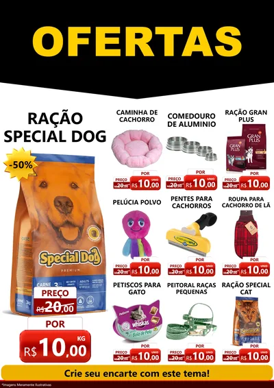 Modelo de Encarte para Encarte A4 Vertical com o tema Ofertas Preto e Vermelho Cartaz para Pet Shop