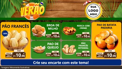 Modelo de TV para TV Horizontal com o tema Verão para Padaria
