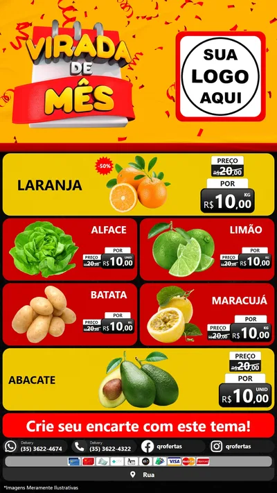 Modelo de TV para TV Vertical com o tema Virada de Mês para Hortifrúti