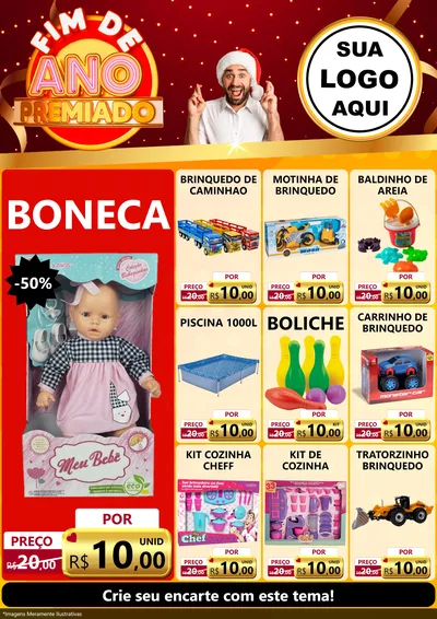 Modelo de Encarte para Encarte A4 Vertical com o tema Fim de Ano Premiado para Brinquedos
