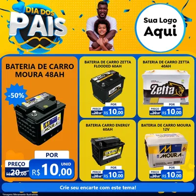 Modelo de Rede Social para Feed Facebook com o tema Dia dos Pais para Baterias Elétricas