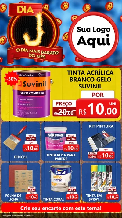 Modelo de Rede Social para Stories com o tema Dia J - O Dia Mais Barato Do Mês para Tintas e Ferramentas