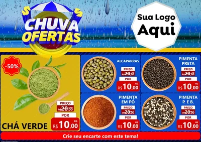 Modelo de Encarte para Encarte A4 Horizontal com o tema Chuva de Ofertas para Produtos Naturais