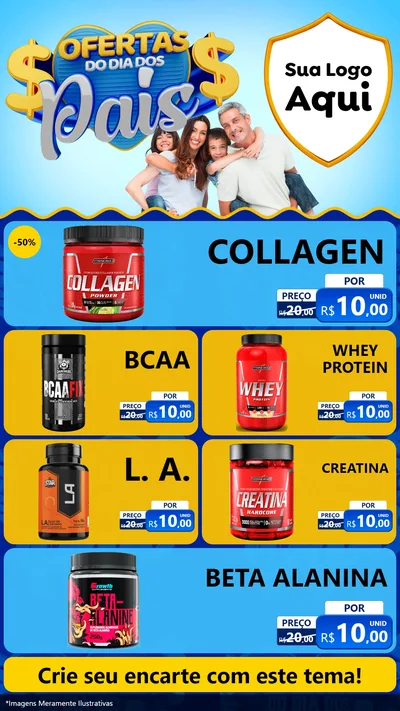 Modelo de TV para TV Vertical com o tema Ofertas do Dia dos Pais para Suplementos alimentares